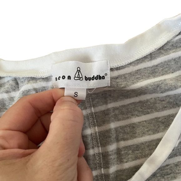 Neon Buddha dress Mojave Women Small Gray White Stripe Stretch Cotton Travel - Picture 5 of 8